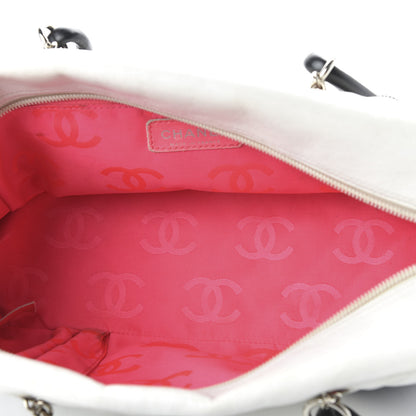 Chanel Calfskin Quilted Large Cambon Bowler White Black 5 of 10