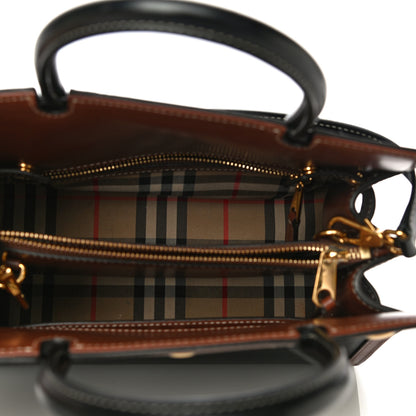 Burberry Calfskin Vintage Check Mini Two Handle Title Bag Black 5 of 24