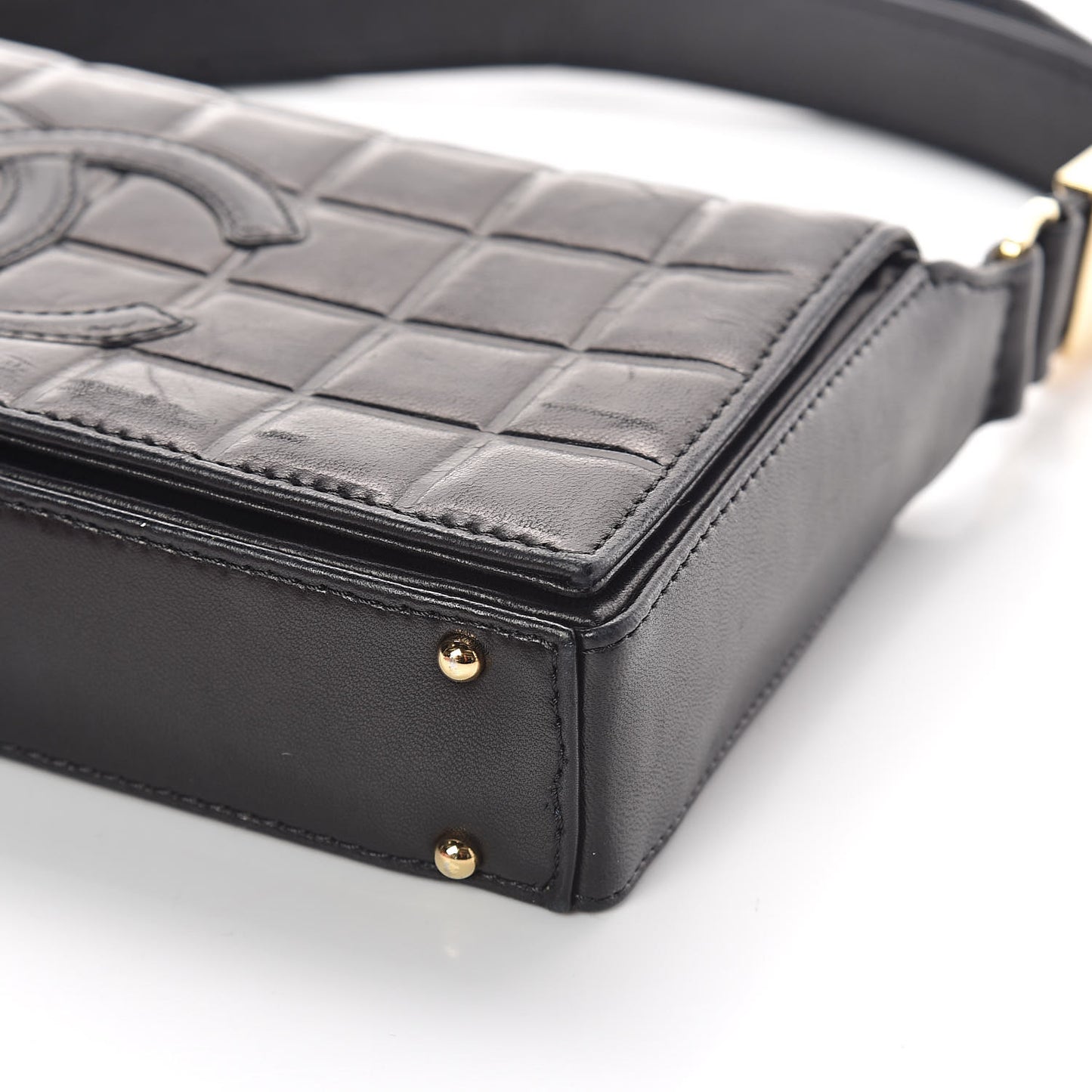 Lambskin Quilted CC Chocolate Bar Flap Black