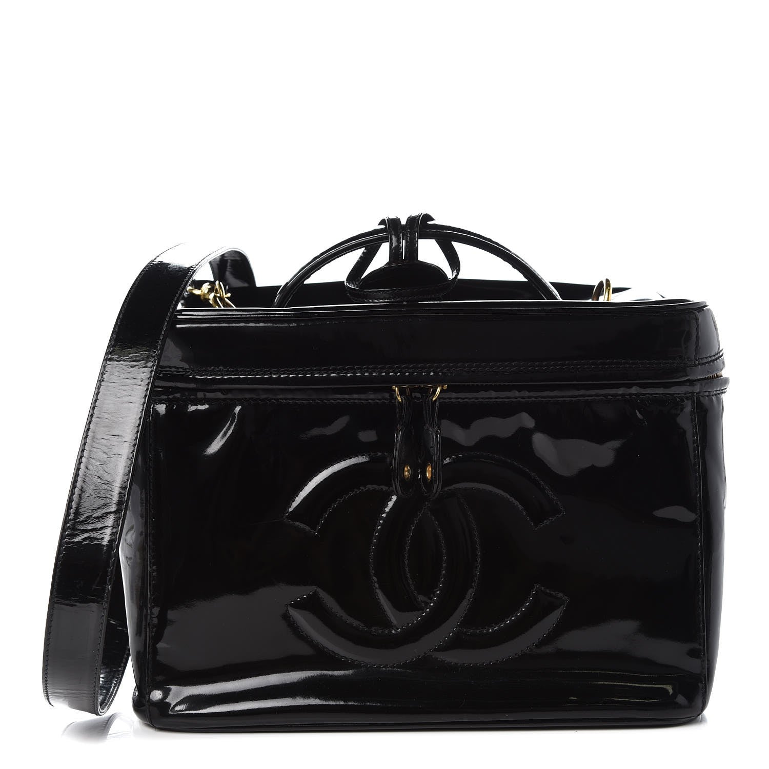 Chanel Patent Large Cosmetic Train Case Black 1 of 8