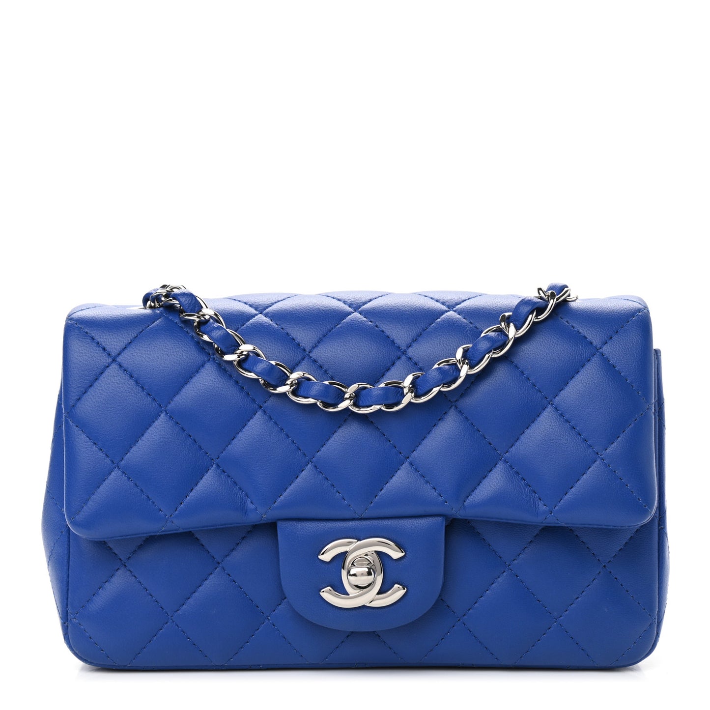 Lambskin Quilted Mini Rectangular Flap Royal Blue