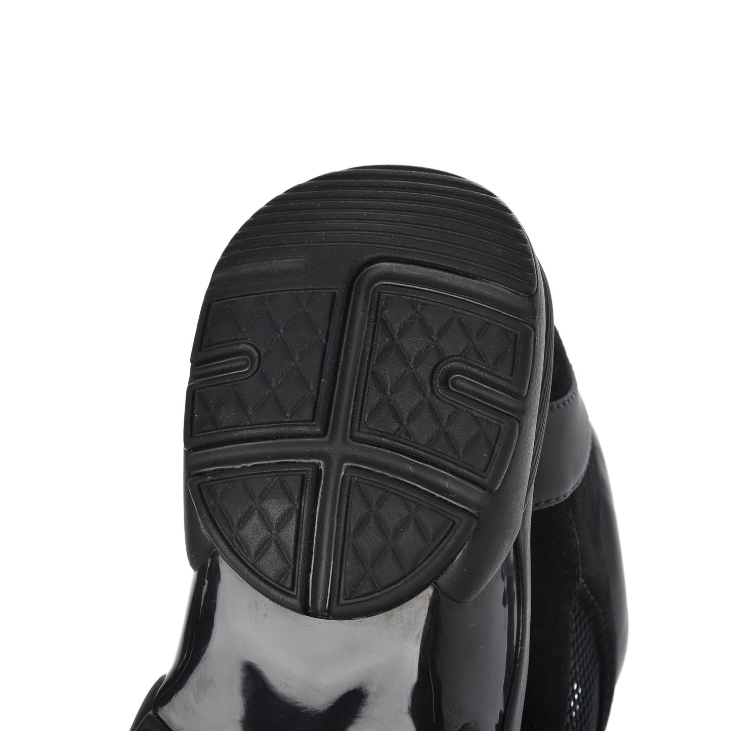 Fabric Calfskin Suede CC Sneakers 37.5 Black