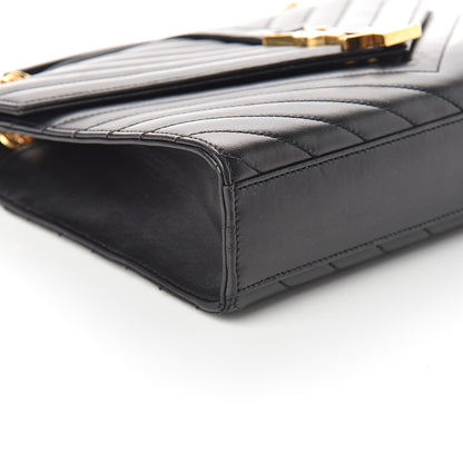 Saint Laurent Lambskin Matelasse Chevron Medium Monogram Satchel Black 7 of 8