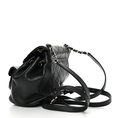 Chanel Glazed Aged Calfskin Quilted Small Duma Drawstring Backpack Black 3 of 13