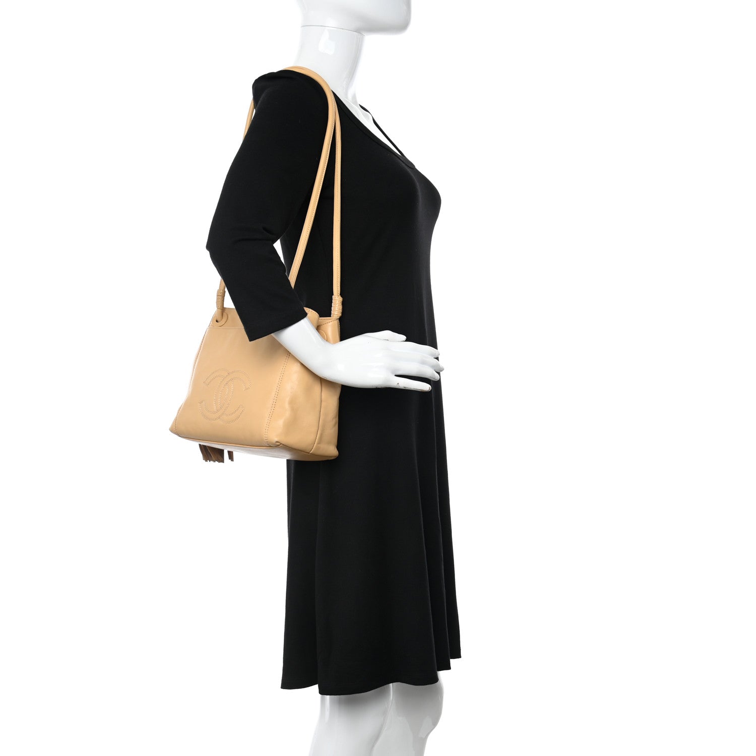 Chanel Lambskin CC Tassel Shoulder Bag Beige 2 of 18