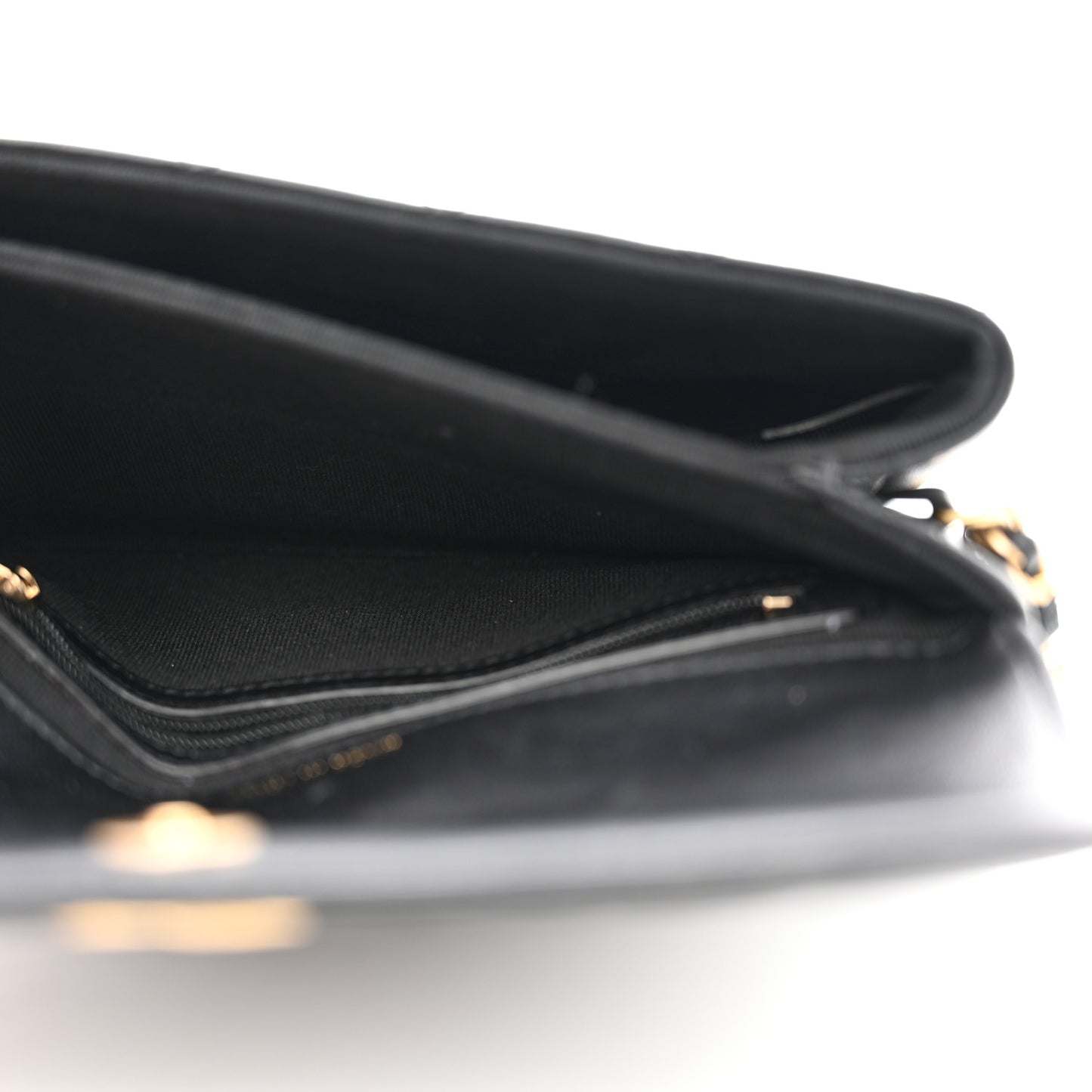Lambskin Quilted CC Pouch With Handle Black
