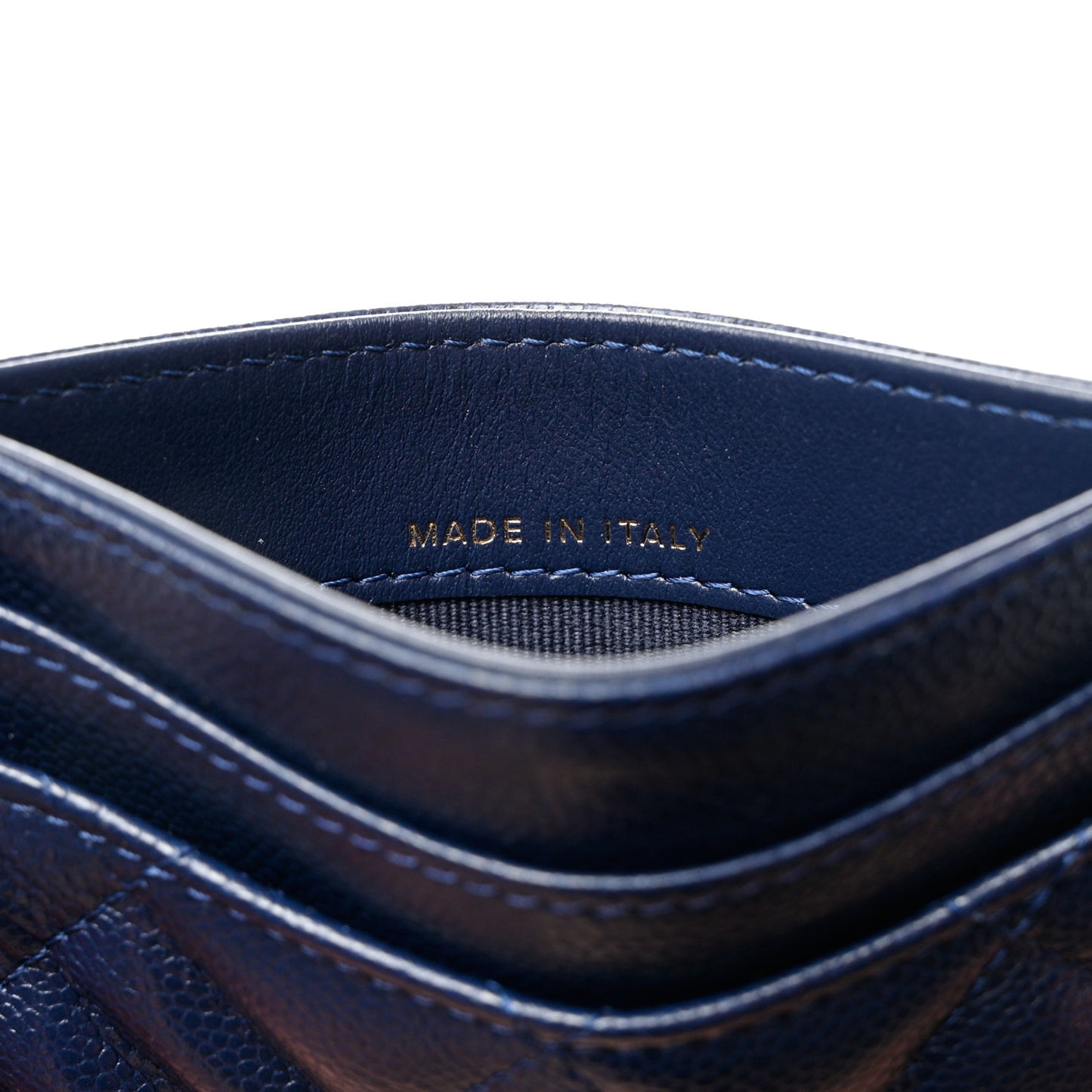 Caviar Quilted Card Holder Navy