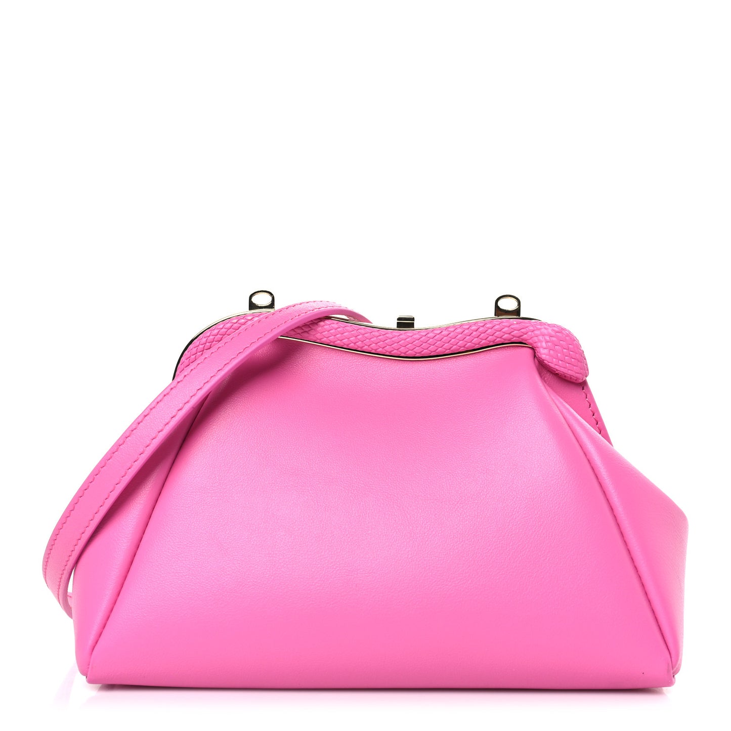 Nappa Serpentine Clutch With Strap Pink