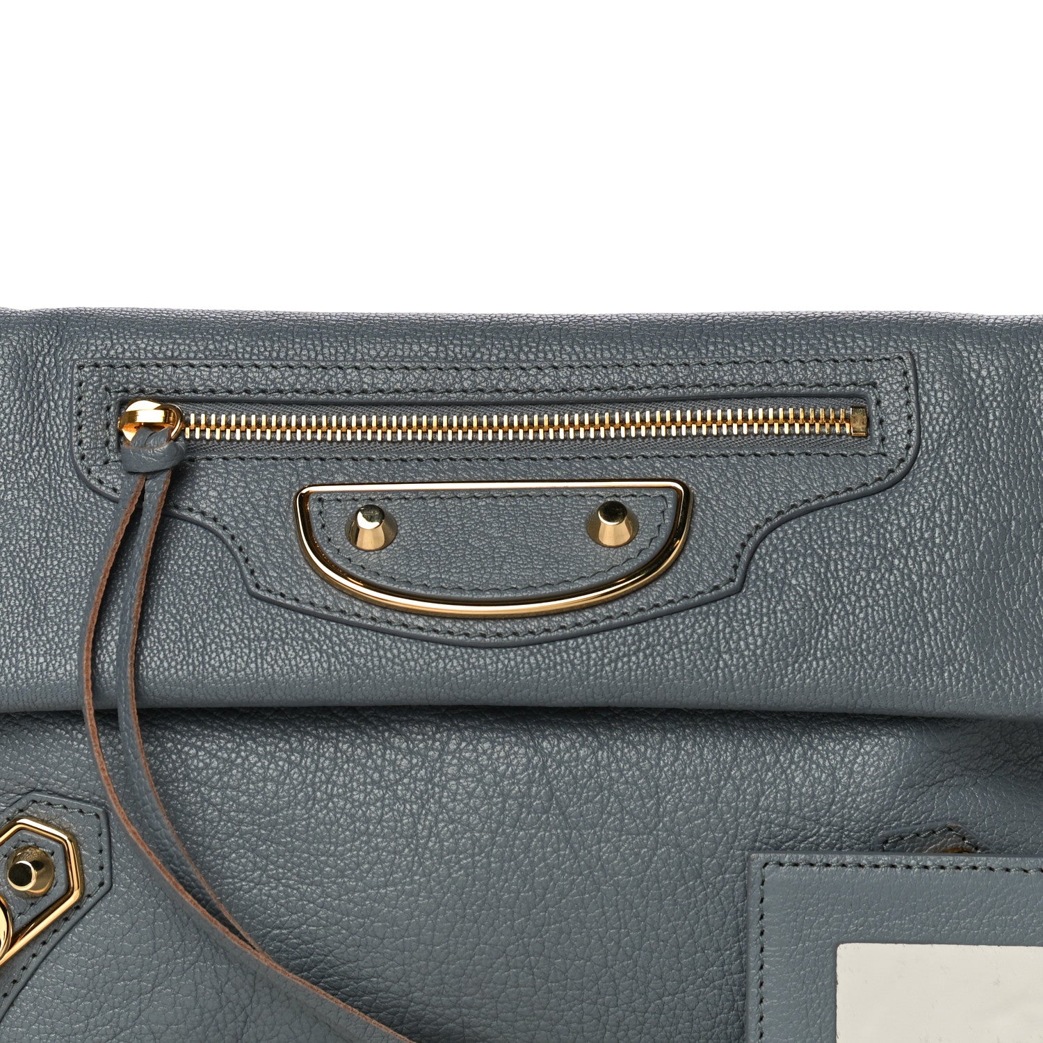 Balenciaga Chevre Gold Metallic Edge Hardware Envelope Clutch Bleu Acier 7 of 9
