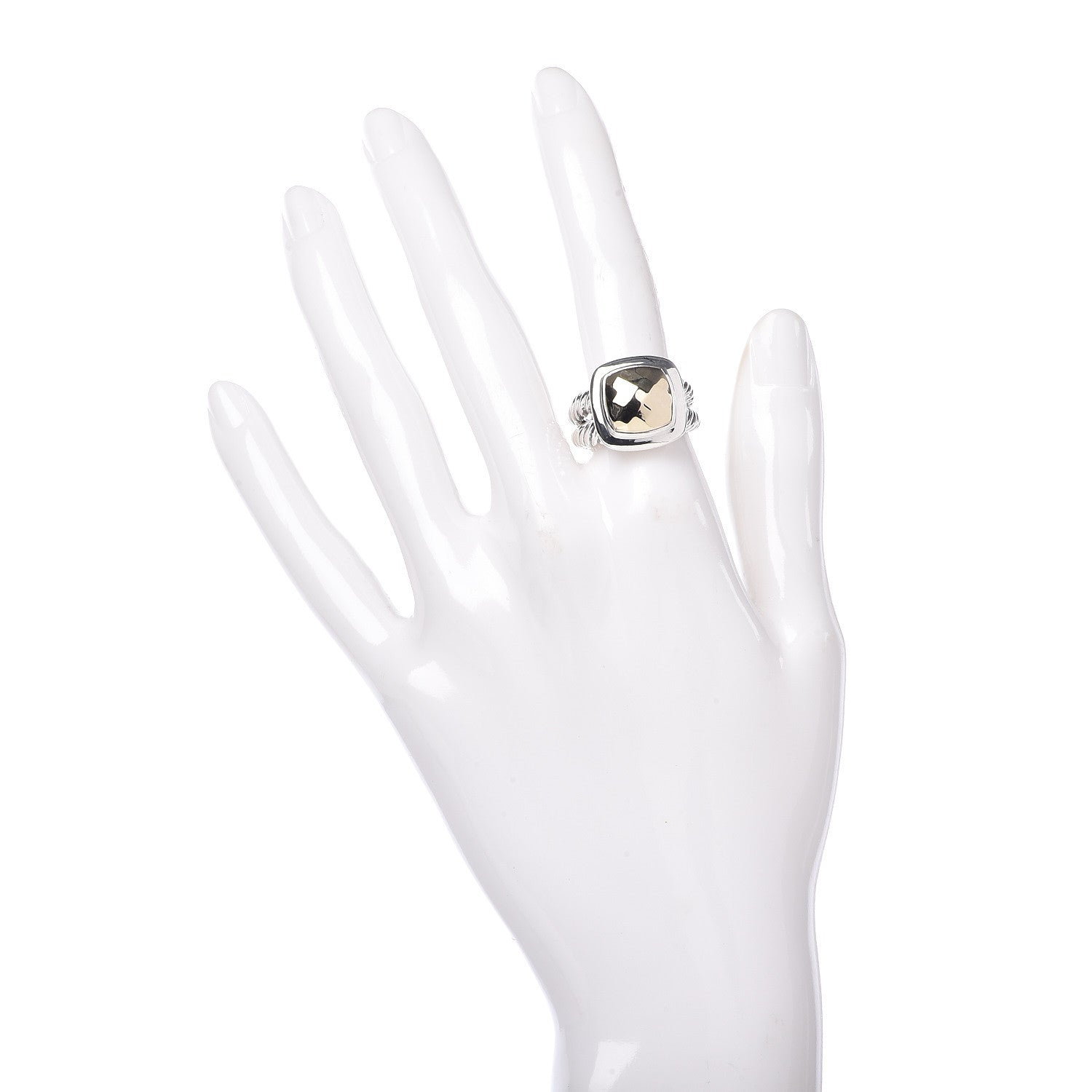 David Yurman Sterling Silver 18K Yellow Gold 11mm Albion Dome Ring 54 7 2 of 5