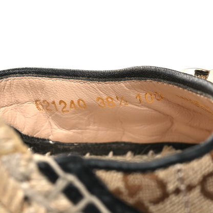 Gucci Monogram Matelasse GG Marmont Ankle Wrap Platform 35/120mm Espadrille Wedges 38.5 Beige Ebony Black Sand Storm 6 of 9