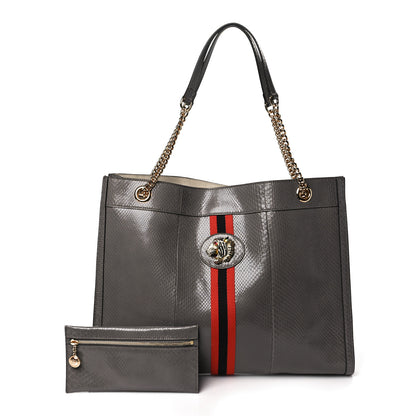 Gucci Snakeskin Large Rajah Chain Tote Dusty Grey 1 of 8
