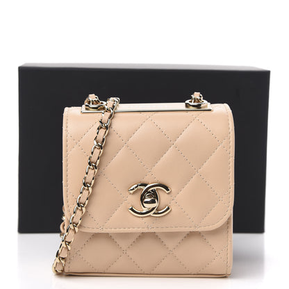 Chanel Lambskin Quilted Mini Trendy CC Clutch With Chain Beige 11 of 11