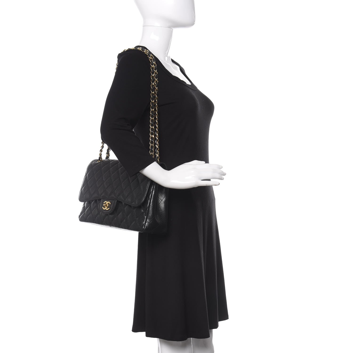 Chanel Caviar Quilted Jumbo Double Flap Black 2 of 13
