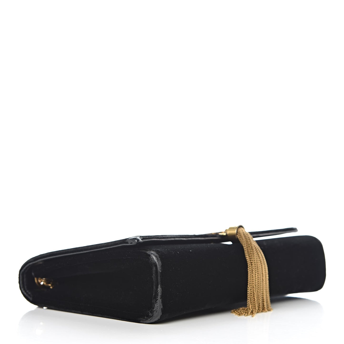 Velvet Medium Monogram Kate Tassel Shoulder Bag Black
