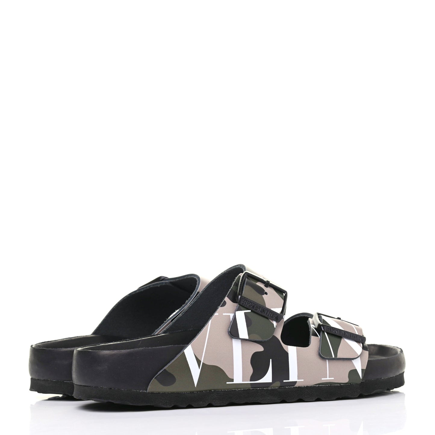 X BIRKENSTOCK Calfskin VLTN Arizona Slide Sandals 38 Army Green Poudre