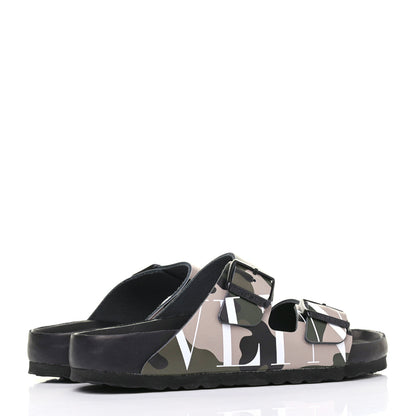 Valentino Garavani X BIRKENSTOCK Calfskin VLTN Arizona Slide Sandals 38 Army Green Poudre 4 of 7