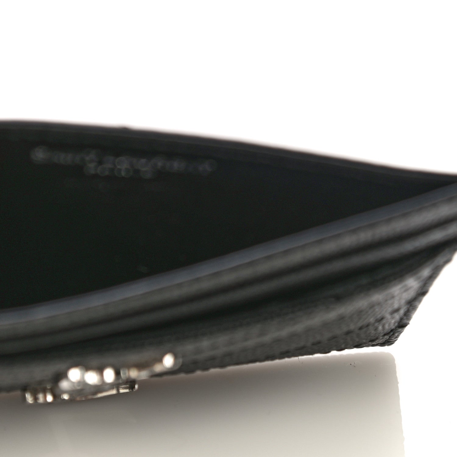 Saint Laurent Grain De Poudre Matelasse Chevron Monogram Credit Card Case Black 4 of 12