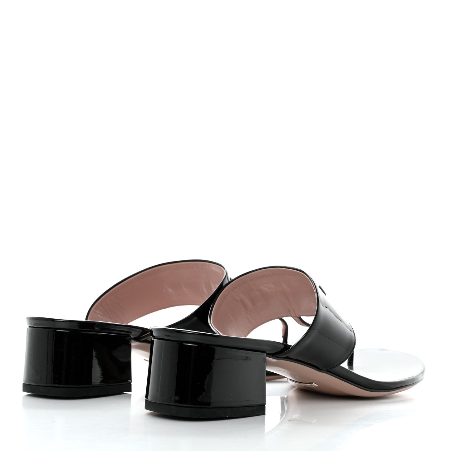 Patent Horsebit Thong Sandals 41 Black
