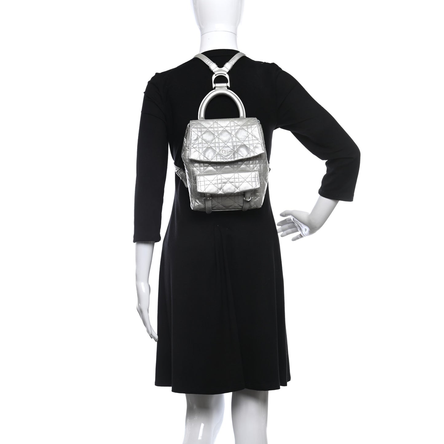 Ceramic Effect Deerskin Cannage Small Stardust Backpack Silver