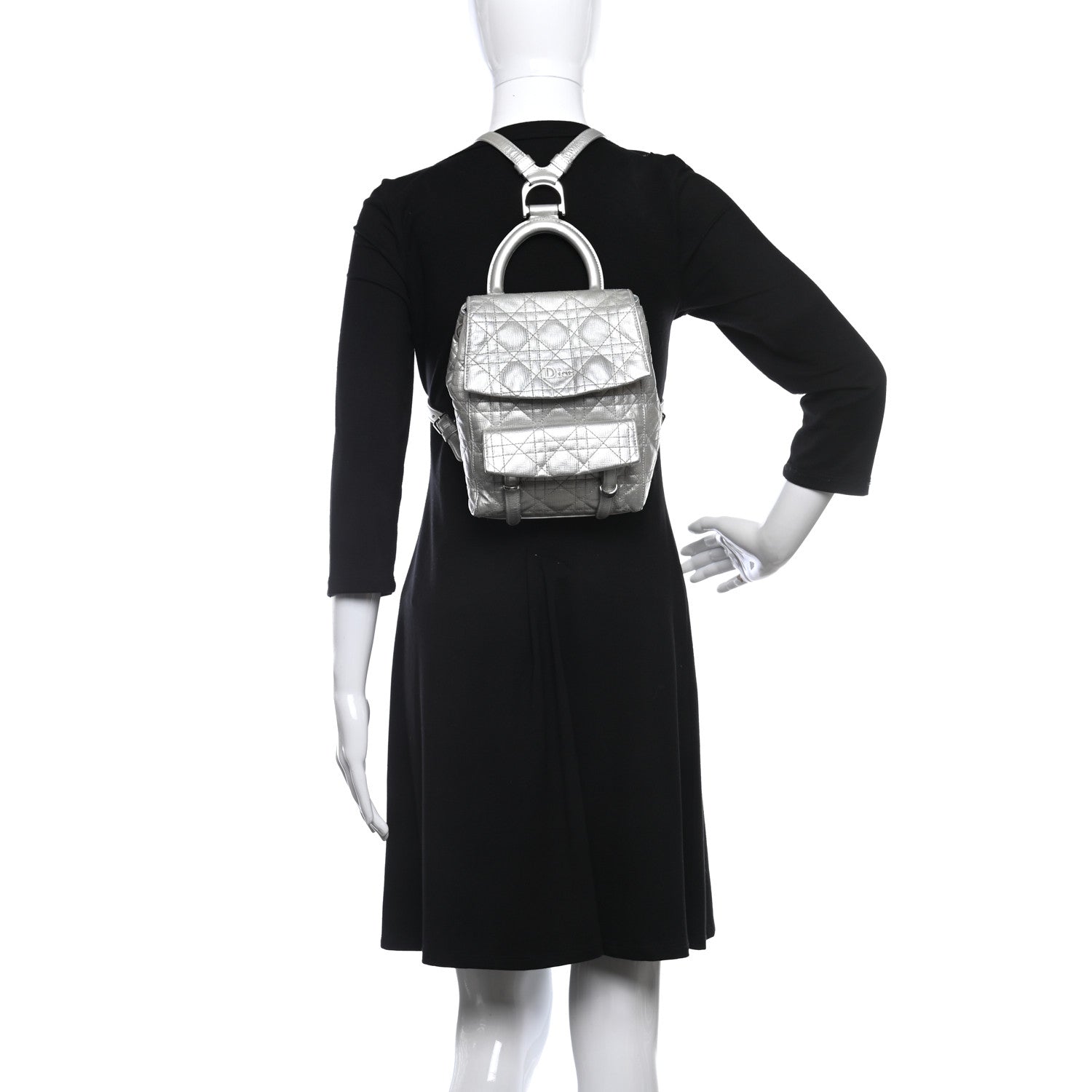 Christian Dior Ceramic Effect Deerskin Cannage Small Stardust Backpack Silver 2 of 9
