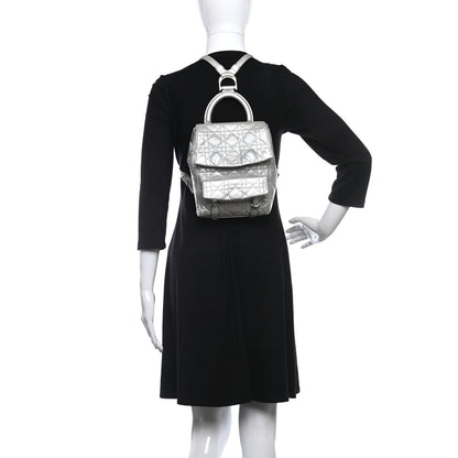 Christian Dior Ceramic Effect Deerskin Cannage Small Stardust Backpack Silver 2 of 9