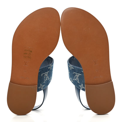 Louis Vuitton Monogram Denim Starboard Flat Thong Sandal 39 Blue 5 of 8