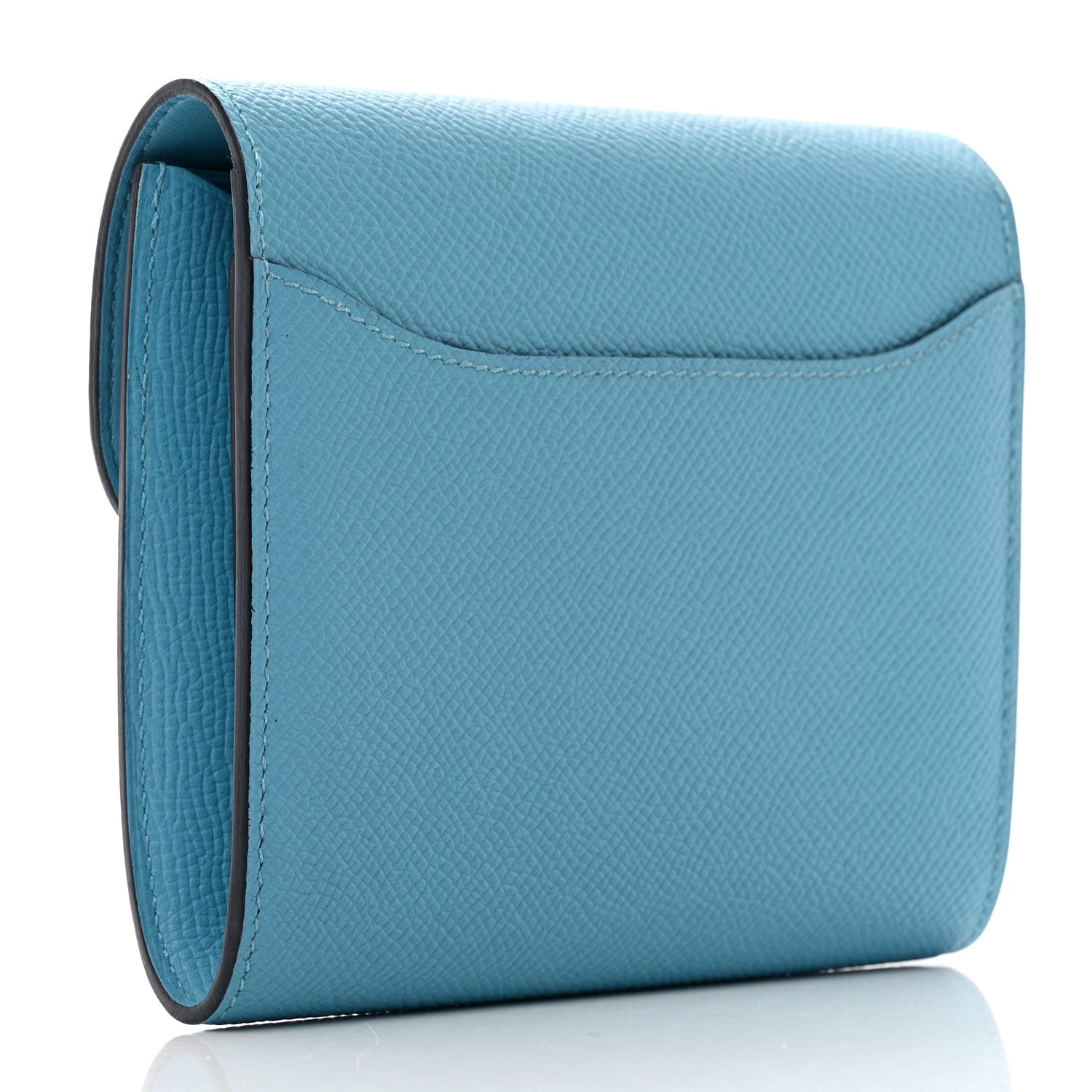 Hermes Epsom Enamel Constance Compact Passant Wallet Bleu du Nord Rouge de Coeur 3 of 8