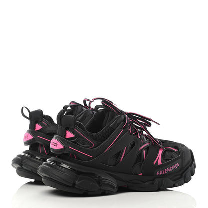 Balenciaga Mesh Rubber Bi-Color Womens Track Sneakers 37 Black Neon Pink 3 of 4