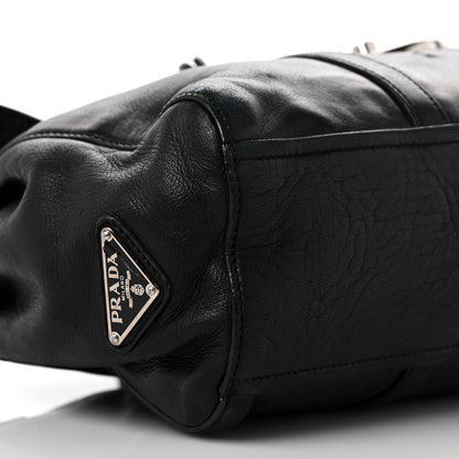 Prada Royal Calf Easy Foldover Pushlock Satchel Black 8 of 10