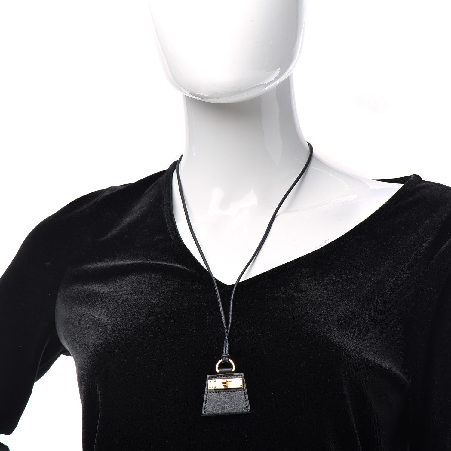Hermes Swift Small Monpetitkelly Pendant Necklace Black 2 of 5