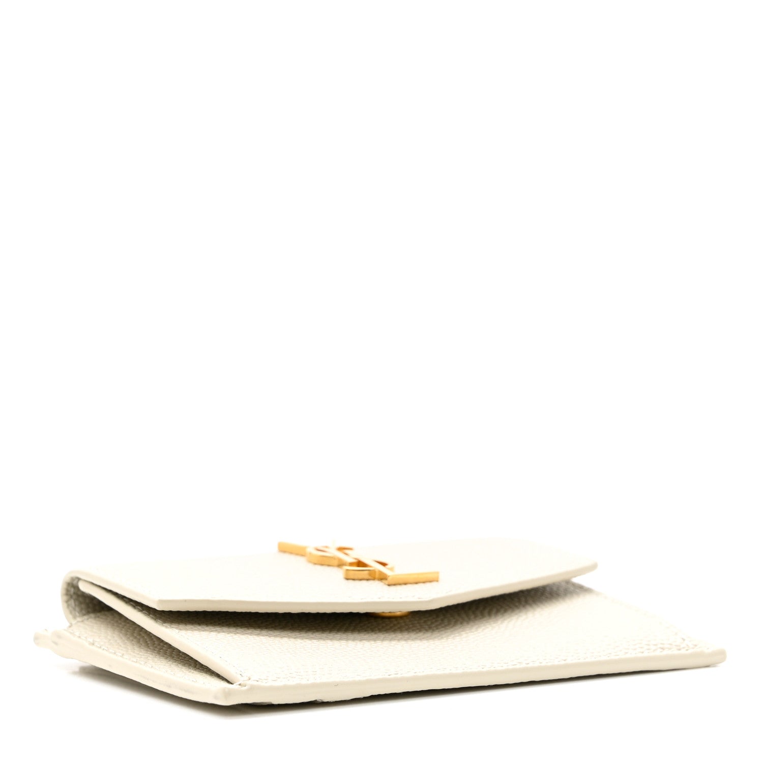 Saint Laurent Grain De Poudre Uptown Monogram Card Case Crema Soft 3 of 6