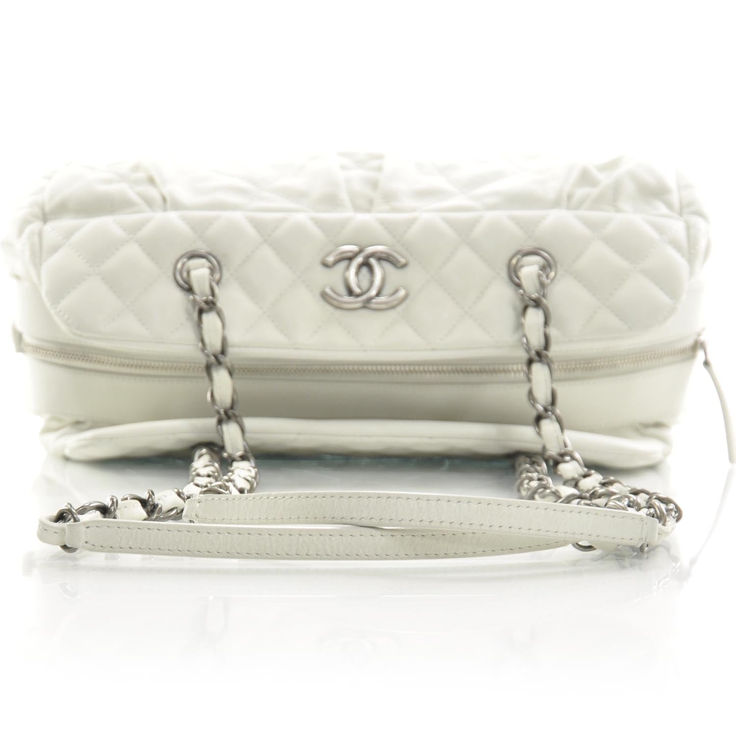 Chanel Iridescent Calfskin Chic Quilt Bowling Bag White 5 of 8