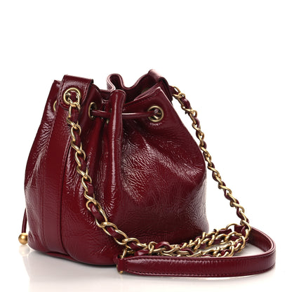 Chanel Shiny Aged Calfskin CC Chain Mini Drawstring Bag Red 3 of 10