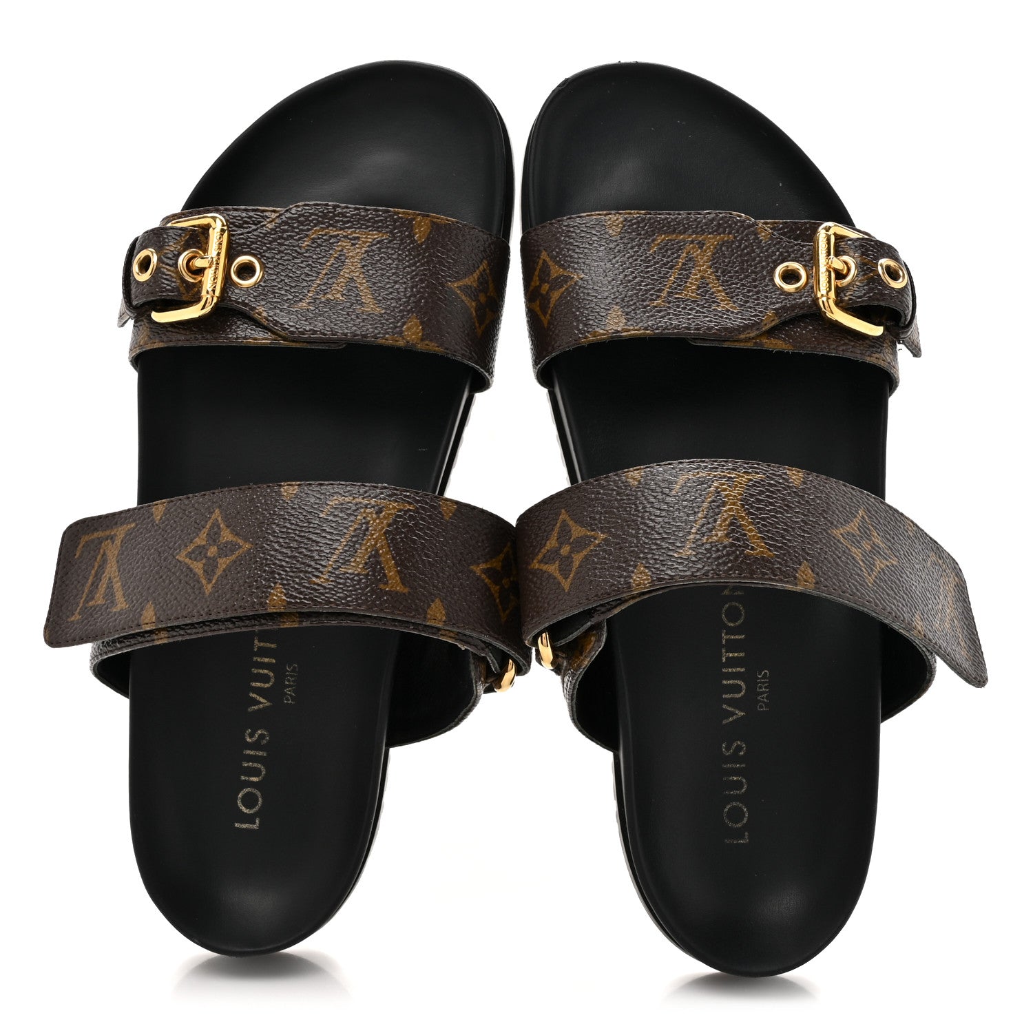 Louis Vuitton Monogram Bom Dia Mule Sandals 38 Black 2 of 14