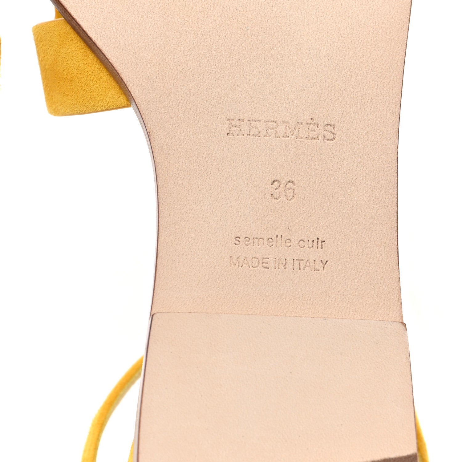 Hermes Suede Goatskin Santorini Sandals 36 Jaune Bouton D'or 7 of 10