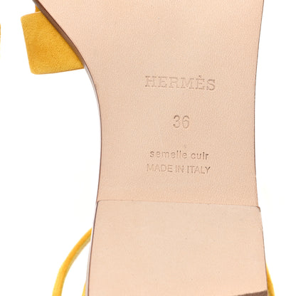 Hermes Suede Goatskin Santorini Sandals 36 Jaune Bouton D'or 7 of 10