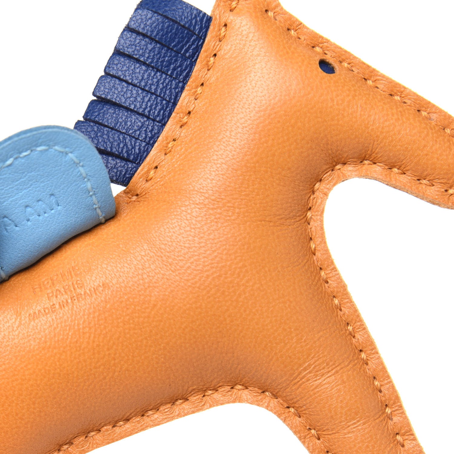 Hermes Milo Lambskin Grigri Rodeo Horse Bag Charm PM Naturel Bouton D'Or Celeste Bleu Saphir 4 of 7