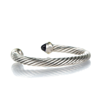 David Yurman Sterling Silver 14K Yellow Gold Amethyst 7mm Cable Classics Bracelet 3 of 4