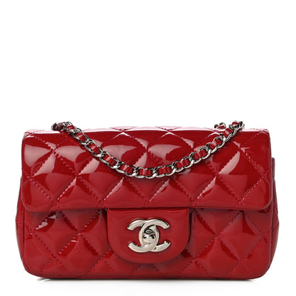 Chanel Patent Calfskin Quilted Extra Mini Rectangular Flap Red 1 of 11