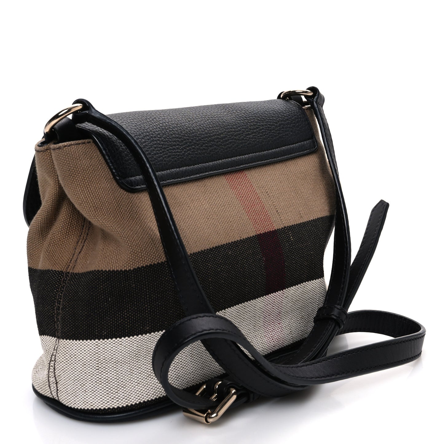 Mega Check Grainy Calfskin Small Gowan Messenger Bag Black