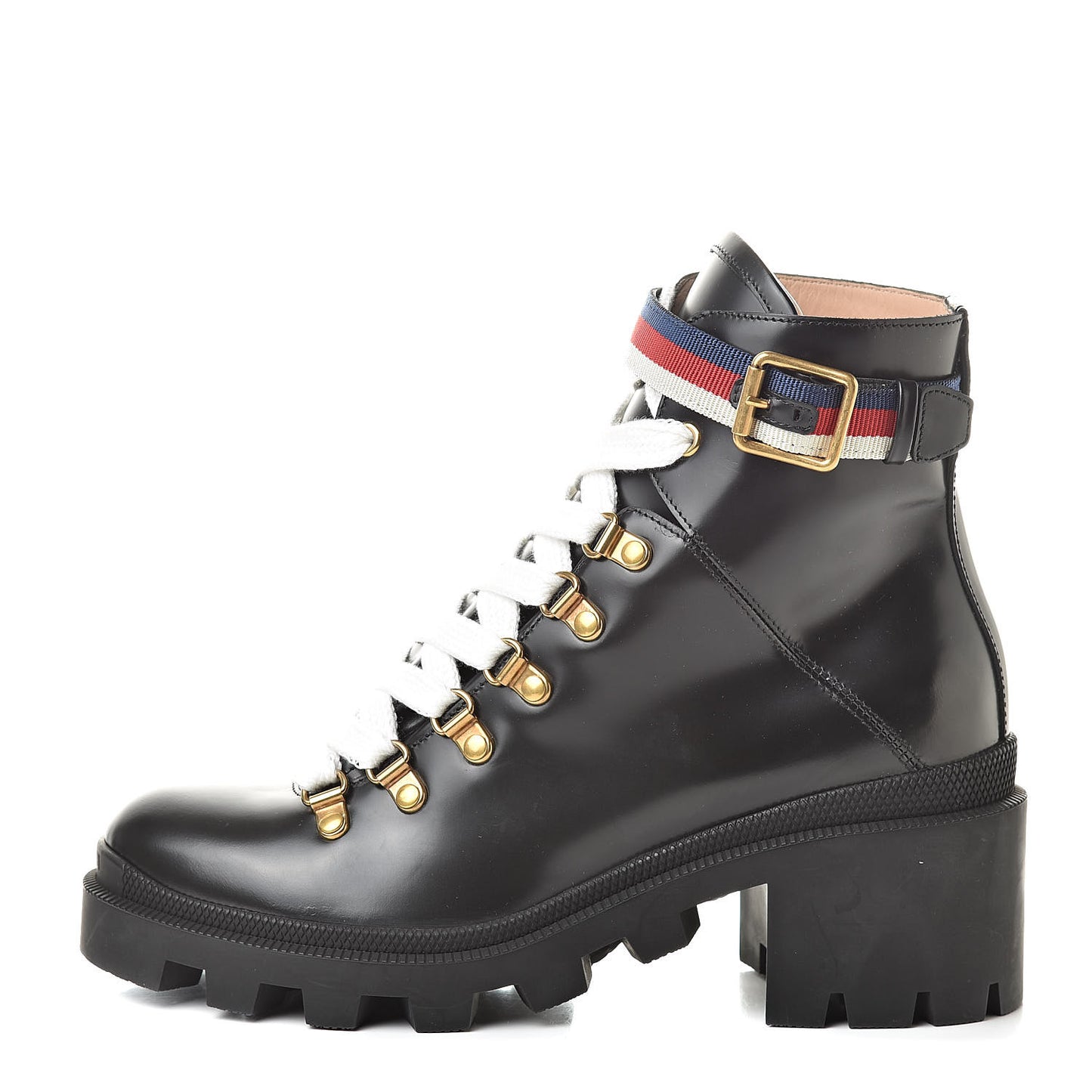 Calfskin Womens Sylvie Web Lace Up Combat Boots 37 Black