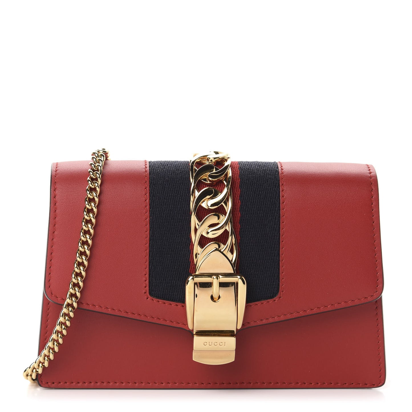 Calfskin Super Mini Sylvie Chain Shoulder Bag Hibiscus Red