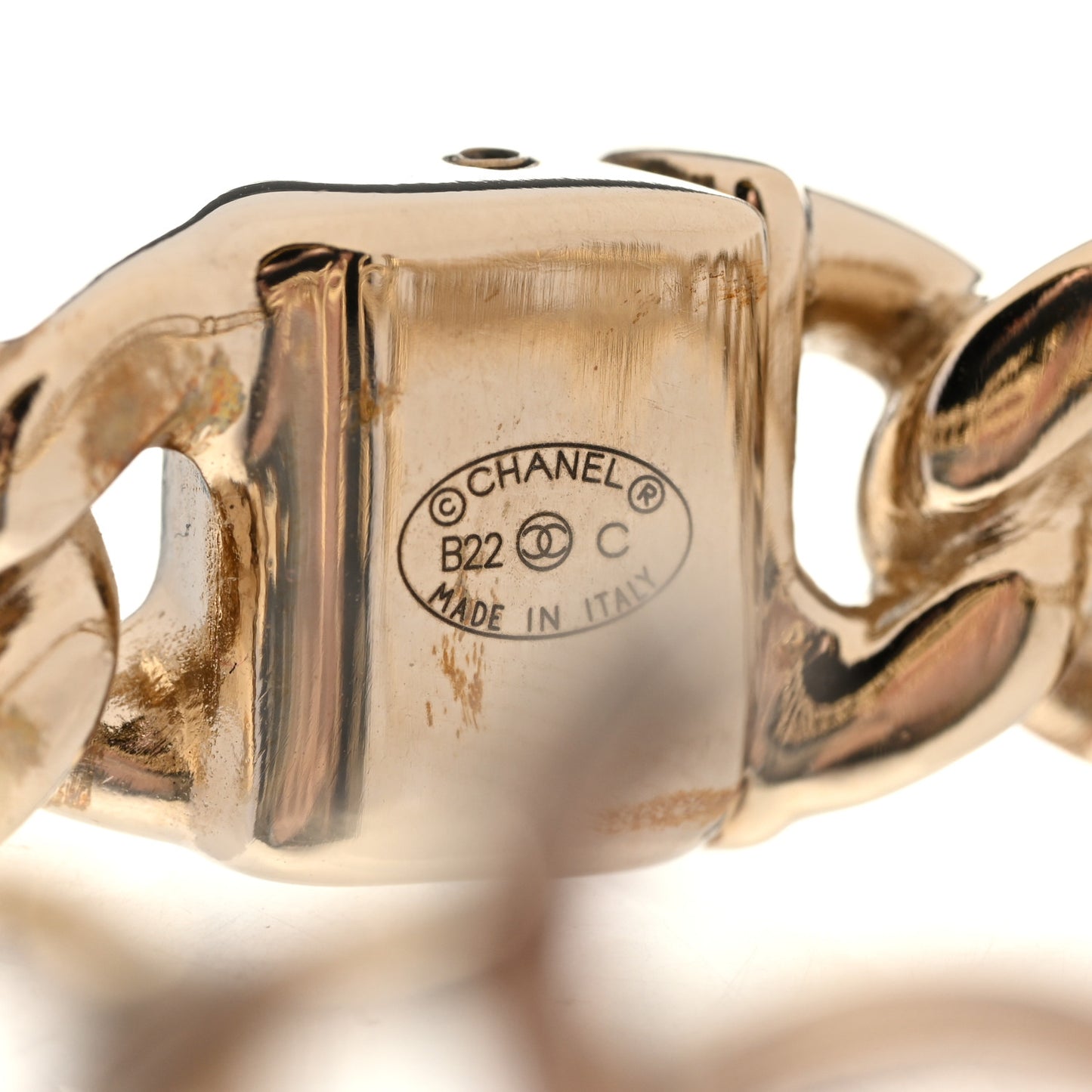 Metal CC Chain Link Cuff Bracelet Gold