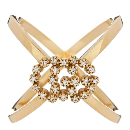 Gucci 18K Yellow Gold Diamond Running G Cross Ring 49 5 1 of 5