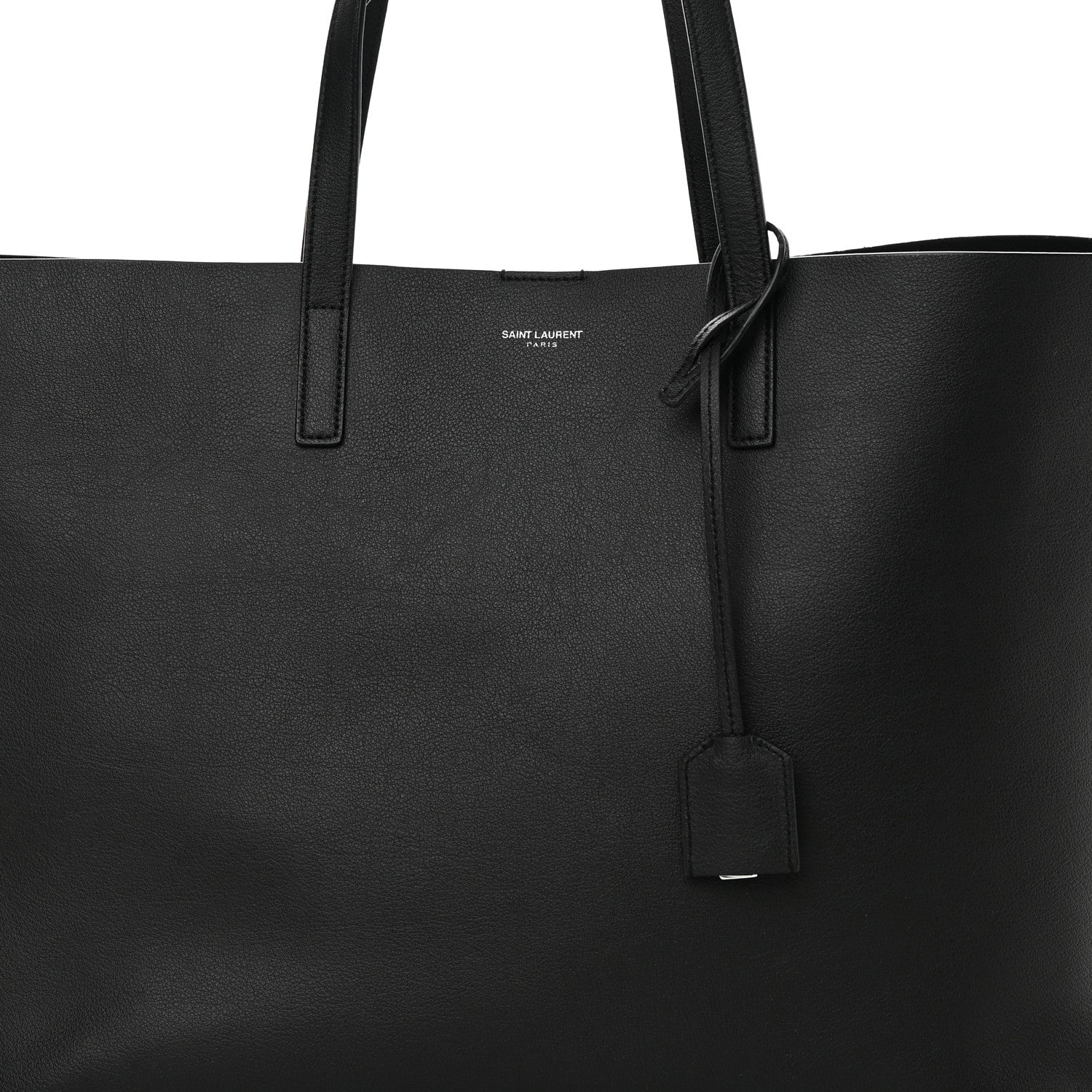 Saint Laurent Calfskin Large Fringe Shopping Tote Black 9 of 12