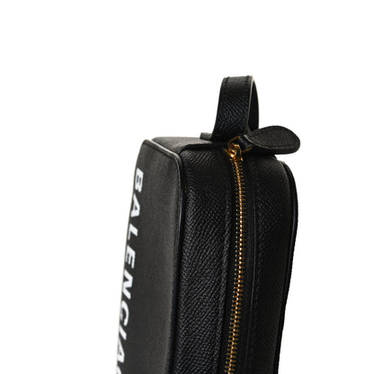 Balenciaga Signature Grained Calfskin Logo XS Ville Camera Bag Black White 7 of 10