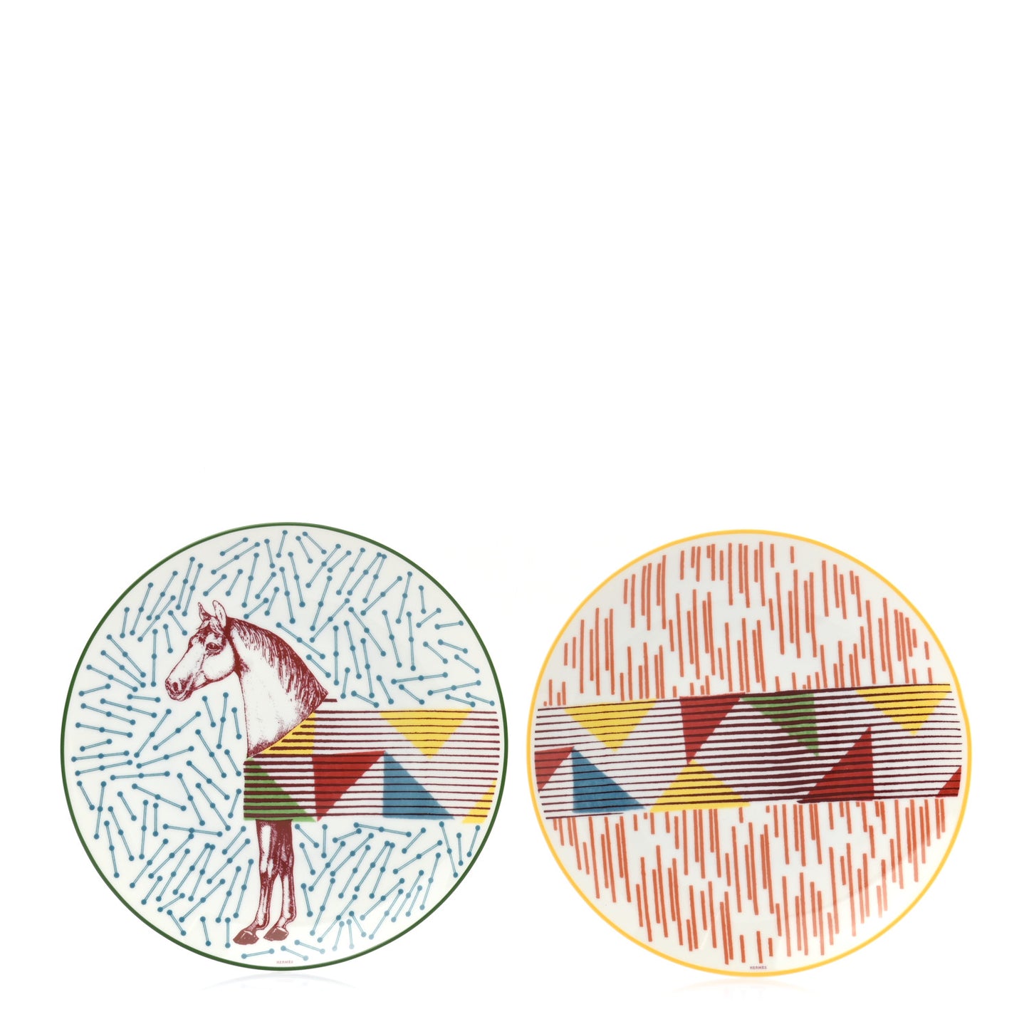 Porcelain Hippomobile Dessert Plate Set of 2