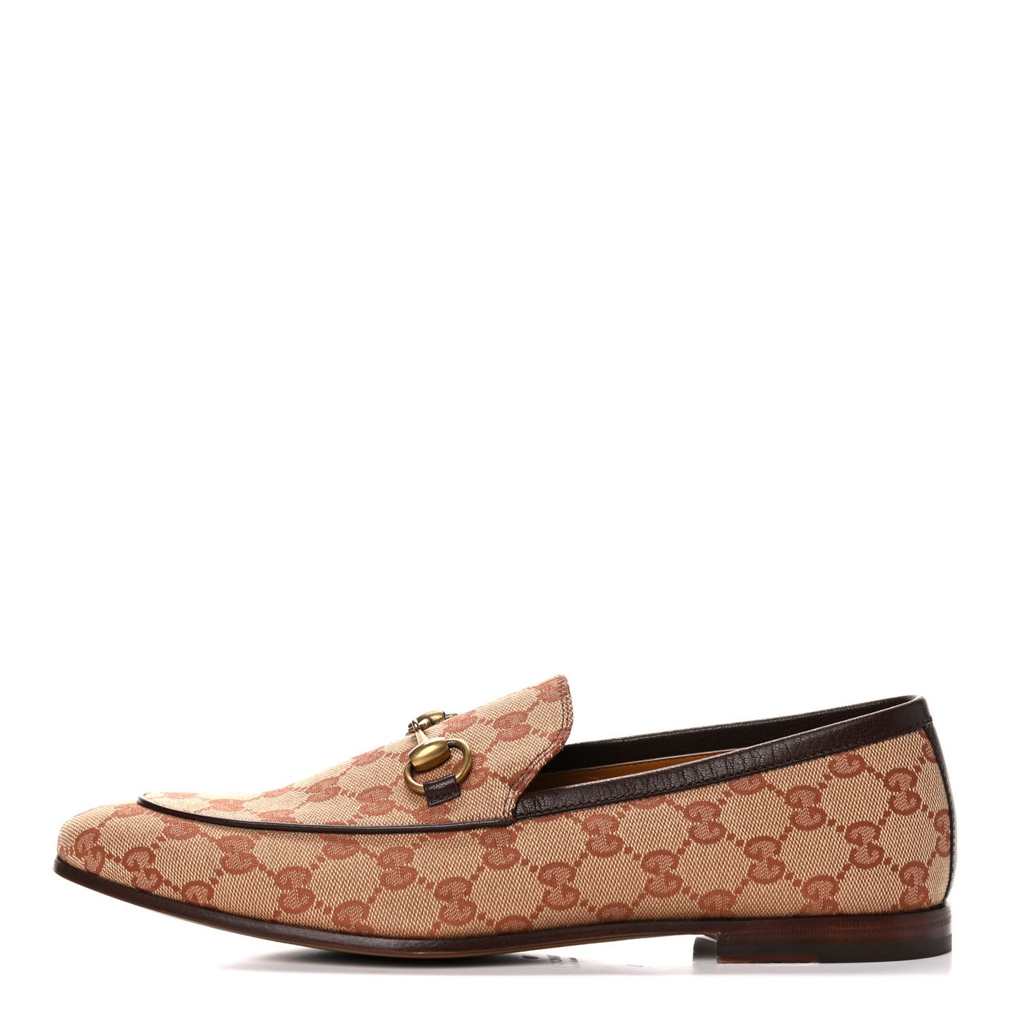 Canvas GG Monogram Horsebit Mens Jordaan Loafers 8 Beige Ruggine Light Brown