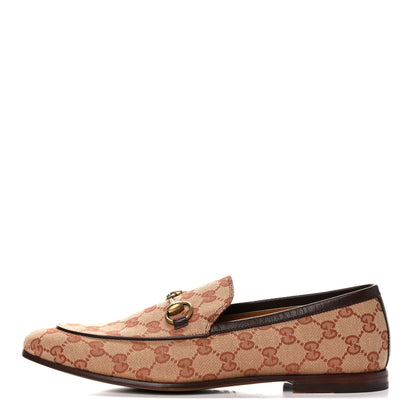 Gucci Canvas GG Monogram Horsebit Mens Jordaan Loafers 8 Beige Ruggine Light Brown 2 of 15